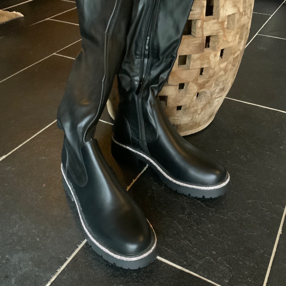 Over the knee Black Lug Boots 11